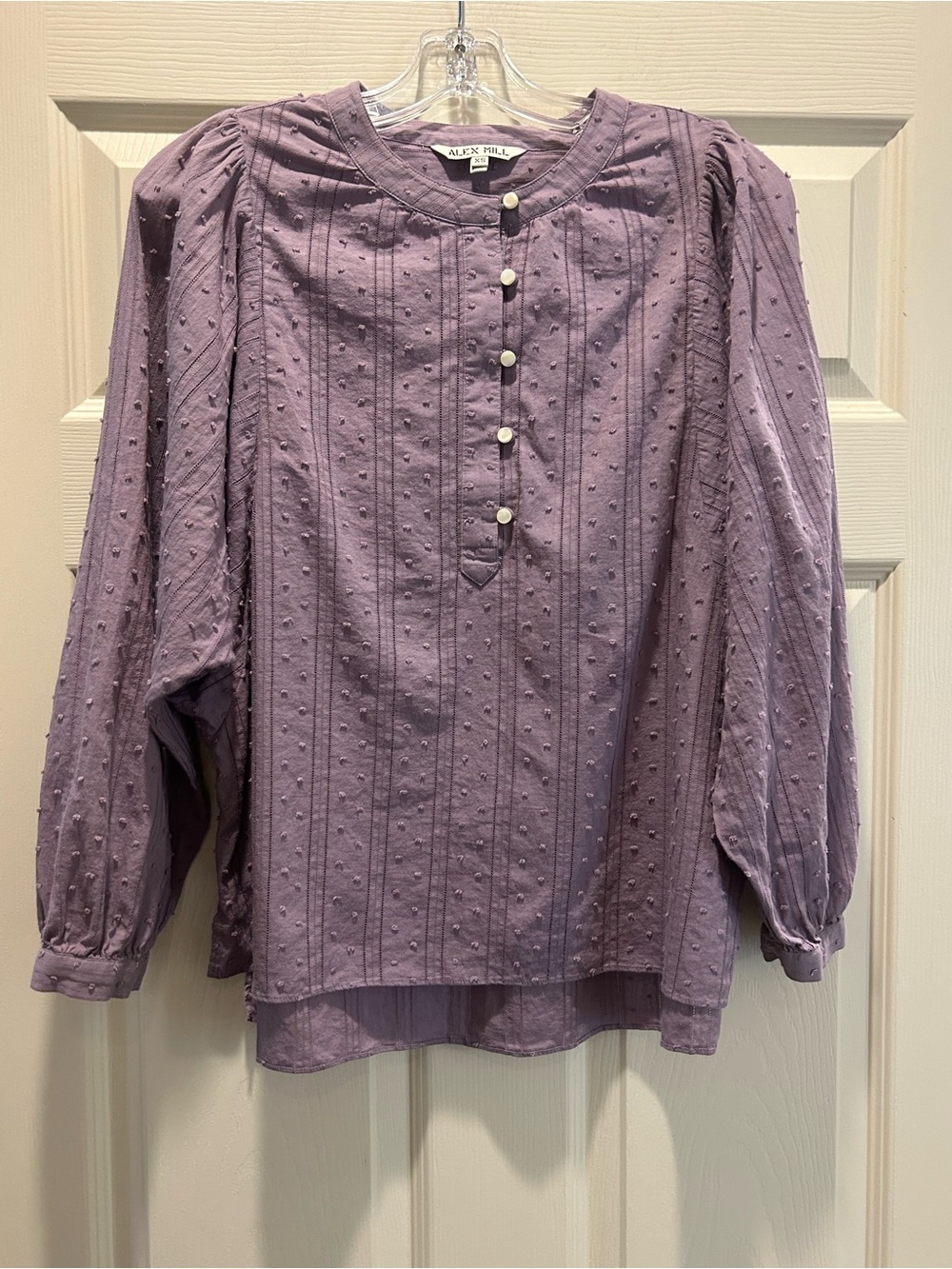 Alex Mill Lilac Pintuck Swiss-Dot Blouse